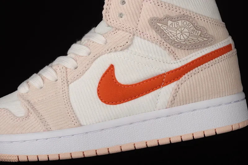All categories Air Jordan Jordan series basketball shoes Air Jordan 1 Mid G version pure original Air Jordan 1 Mid AJ1 Joe 1 corduroy orange Chinese basketball shoes DA8009-108